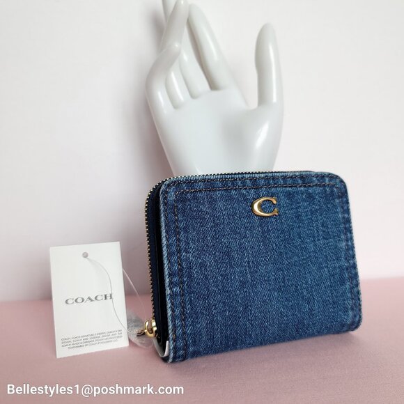 COACH Billfold Small Wallet in Denim -Deep Blue color ⭐ - Picture 2 of 16